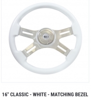 SC Semi Truck Steering Wheel. 16” CLASSIC White