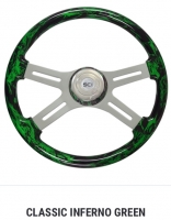 SC Semi Truck Steering Wheel. 18” CLASSIC Inferno Green 