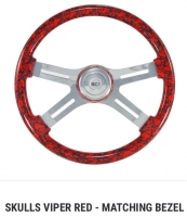 SC Semi Truck Steering Wheel. 18” SKULLS Viper Red. 