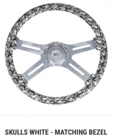 SC Semi Truck Steering Wheel. 18” SKULLS White. 