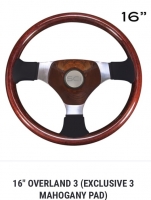 SC Semi Truck Steering Wheel. 16” OVERLAND 3 Mahogany Pad. 